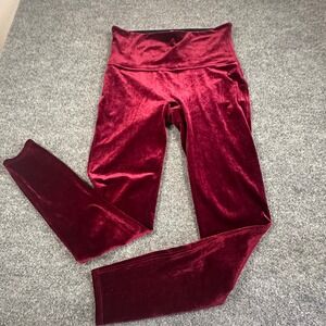 Spanx Velvet Leggings Women's XL High Rise Maroon Red Luxe Athleisure